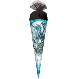 ROTH Schultüte Eisdrache 22 cm klein - rund Tüllverschluss