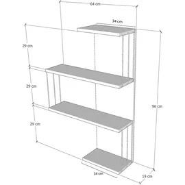 OEM Wandregal 64 x 19 x 96 cm Weiß/Grau