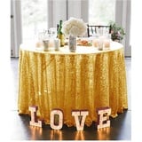 ShinyBeauty Runde Tischdecken, 125 cm, Goldfarbene Pailletten-Tischdecke für runde Tische, Hochzeit, Party, Bankett, runde Pailletten-Tischdecke, Outdoor-Tischdecke (125 cm, Gold)