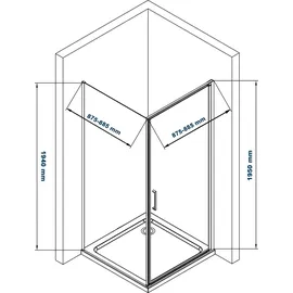 Bernstein Duschkabine Eckdusche Nano Echtglas EX416S Schwarz - 90 x 90 x 195 cm - Schwarz