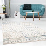 carpet city Teppich Modern mit Zick Zack Muster Streifen Meliert in Pastell-Blau Creme für Wohnzimmer; Größe: 120x170 cm