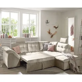 ed-lifestyle polstermöbel Estrella Ecksofa 283 x 217 cm, mit Schlaffunktion und Bettkasten Beige, Ausführung:Links - Beige