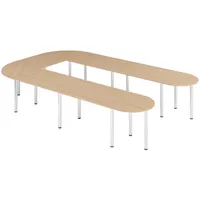 Bümö Konferenztisch-Sets, Eiche, Nachbildung,Eiche, Rund, 380x74x240 cm, FSC Mix,