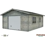 Palmako Holzgarage Roger mit Sektionaltor Grau tauchgrundiert 450 cm x 550 cm