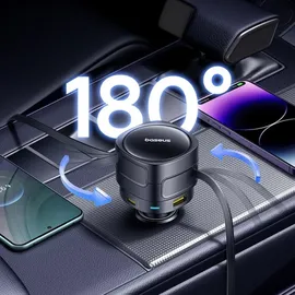 Baseus Enjoyment Max Car Charger 90W USB-C Lightning USB-A USB-C Ports - Black