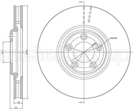 METELLI Bremsscheibe 231496c belüftet 320mm 30mm für JAGUAR