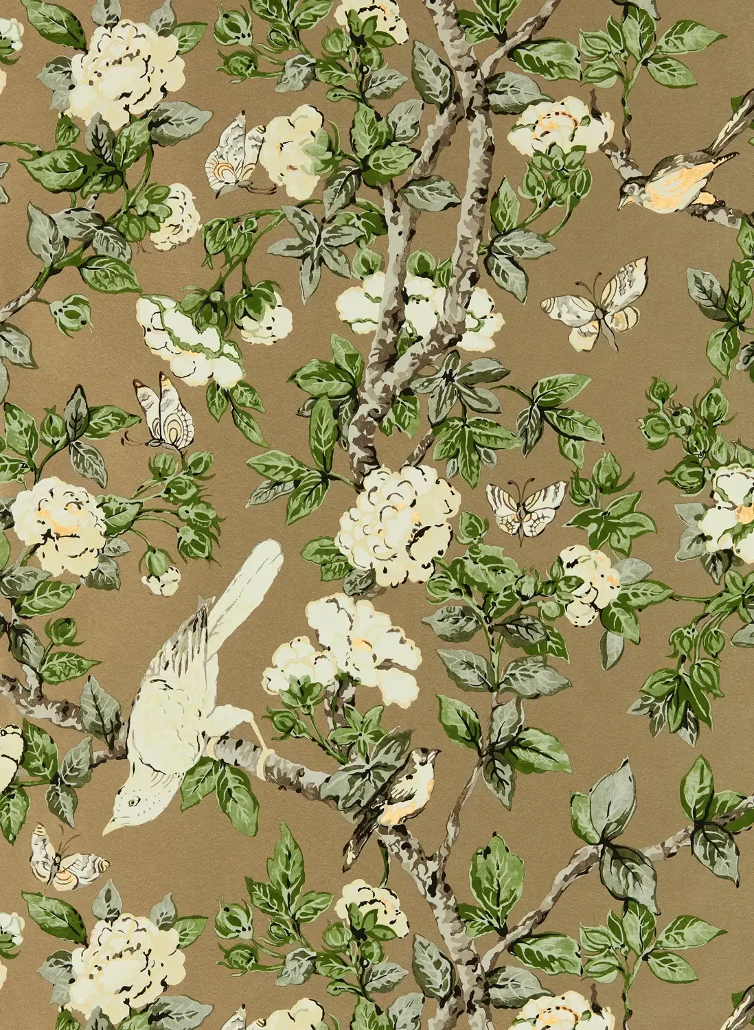 Sanderson Tapete Caverley - Gold Metallic/ Gardenia Green