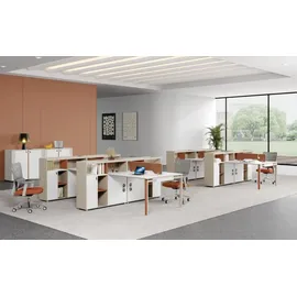 xl moebel gmbh Bürotisch für 2 Personen Arbeitsplatz Schreibtisch Moderne Büroeinrichtung - Weiß