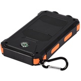 Gaeirt Mobile Power Bank, IP6 Wasserdicht Umweltfreundliche Solar Power Bank Leichte 10000mAh mit Kompass für den Außenbereich(Schwarz+Orange)