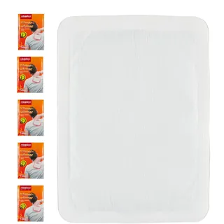 Relaxdays Wärmepads, 5er Pack, luftaktiviert, 12 Stunden Wärme, Selbstklebende Körperwärmer für Rücken, Schulter, weiß