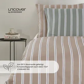 SCHIESSER Colorado Gestreift Taupe 135 x 200 cm + 80 x 80 cm