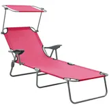 Gartenliege Strandliege Klappbare Sonnenliege Campingliege Sonnenschutz Rosa