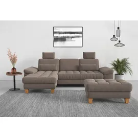 sit&more Ecksofa SIT & MORE "Westham L-Form", grau (taupe), B:275cm H:88cm T:172cm, 90% Polyester 10% Polyamid, Sofas, Ecksofa, mit Recamiere, mit oder ohne Bettfunktion, Bettkasten, Füße Eiche