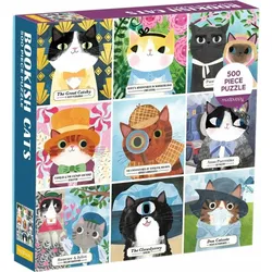 Abrams & Chronicle 64905 - Bookish Cats - Familienpuzzle, 500 Teile (500 Teile)