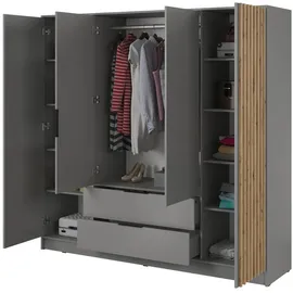 masseno Drehtürenschrank NELIANA 206 x 200 x 51 cm Grau