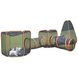 Tunnelzelt for Katzen und Hunde, Katzenhaus im Freien, Zelt mit Tunneln for Katzen im Innen- und Außenbereich, Katzengehege, tragbarer, faltbarer Haustier-Laufstall for Kaninchen, Frettchen, Welpen un