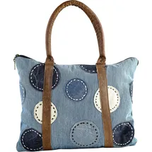 COLLEZIONE ALESSANDRO Schultertasche Patchwork aus Jeansstoff mit Leder Henkel von - blau