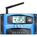 SOGTICPS 100A 12V/24V MPPT Solarladeregler mit LCD-Display, Dual USB und WIFI, Solarmodulregler für Gel- und Lithiumbatterien Modell: BL912-100A-WIFI (blau)