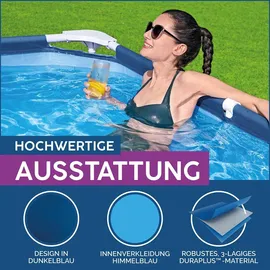 BESTWAY Steel Pro Frame Pool 221 x 150 x 43 cm inkl. Filterpumpe und Reparaturset