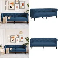 Chesterfield-Sofa 3-Sitzer Blau Stoff - Chesterfield Sofa - Couch - Leder Sofa - Samtcouch - Esszimmerstuhl - Home & Living