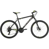 WYLD "Mountainbike Hardtail 26'' Sharp Schwarz-Grün 21 Gänge RH 46 bzw. 51cm" Gr. 46, schwarz (schwarz, schwarz), Fahrräder, 46cm, 26 Zoll (66,04cm) hinten: 26 Zoll (66,04cm)
