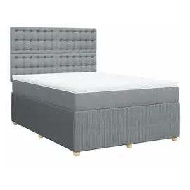 vidaXL Boxspringbett mit Matratze Hellgrau 160x200 cm Stoff