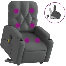 vidaXL Massagesessel mit Aufstehhilfe Stoff 86,5 x 93,5 x 86,5 cm Dunkelgrau
