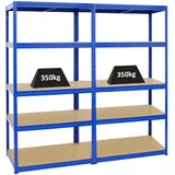 Proregal Mega Deal 2x Schwerlastregal Slim Elephant M HxBxT 180 x 90 x 60 cm 5 Ebenen Fachlast 350 kg Blau