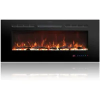 Kaminlicht Elektrokamin Joi 50 Elektrokamin Wandkamin elektrisch mit Heizung, Einbaukamin, Elektrischer Kamin mit Fernbedienung, Timer, 3D Flammenspiel, LED Feuer schwarz
