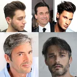 AIRAO Q6 Basis Toupee Toupet Haarteil Ersatz Männer Perücken Gebleichte Knoten Unsichtbare Natürliche Aussehende - Indische Menschliche Haar #1B50(Off Schwarz Mit 50% Weißes Haar)