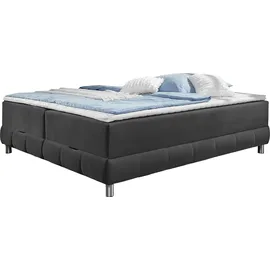 Home Affaire Boxspringbett HOME AFFAIRE "Vaasa", grau (schiefer), B:166cm L:226cm, Komplettbetten, Boxspringbett, für Dachschrägen geeignet, inkl. Bettkasten und Topper