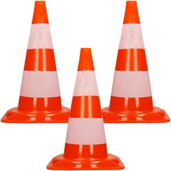ECD Germany 3er Pack Warnkegel Warnleitkegel Verkehrsleitkegel Pylon Sicherheit 47 cm Kegel