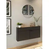 Lomadox - Garderobe Flurgarderobe schmal in grau mit Eiche ABERDEEN-01 modern 2-teilig mit Schuhschrank und Spiegel