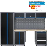 Trutzholm Werkstattwand 13-tlg. Modulares Werkstattschranksystem aus Stahl mit Lochwand