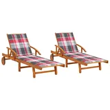 vidaXL 2X Akazienholz Massiv Sonnenliege mit Auflagen Klappbar Gartenliege Relaxliege Gartenmöbel Strandliege Liegestuhl Saunaliege Liege Holzliege