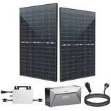 EPP.Solar Balkonkraftwerk mit Speicher 880W/800W Komplett Steckdose Bifazialer Glas Solaranlage, 880,00 W, N Type Monokristalline, (Anker SOLIX Solarbank E1600 Solarspeicher und Hoymiles 800W WLAN Wechselrichter 600W/800W einstellbar, Photovoltaik Komplettanlage 0% MwSt), Plug & Play und WLAN Einrichtungen schwarz