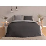 Bett1.de Bodyguard Flanell-Silber/Anthrazit 200 x 220 cm + 2 x 80 x 80 cm