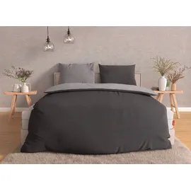 Bett1.de Bodyguard Flanell-Silber/Anthrazit 200 x 220 cm + 2 x 80 x 80 cm
