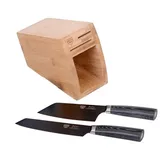 Gräwe Messerblock mit Trimmer und Beil, Serie KURO, Bambus, Messerhalter