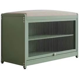 Hti-Living Schuhschrank 70 x 45 x 32 cm mit Schiebetür und Sitzkissen grün