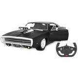 Jamara Dodge Charger R/T 1970 1:16 2,4GHz Tür manuell-offiziell lizenziert, detailgetreuer Innenraum, originalgetreue Lackierung, ferngesteuertes RC Auto, schwarz