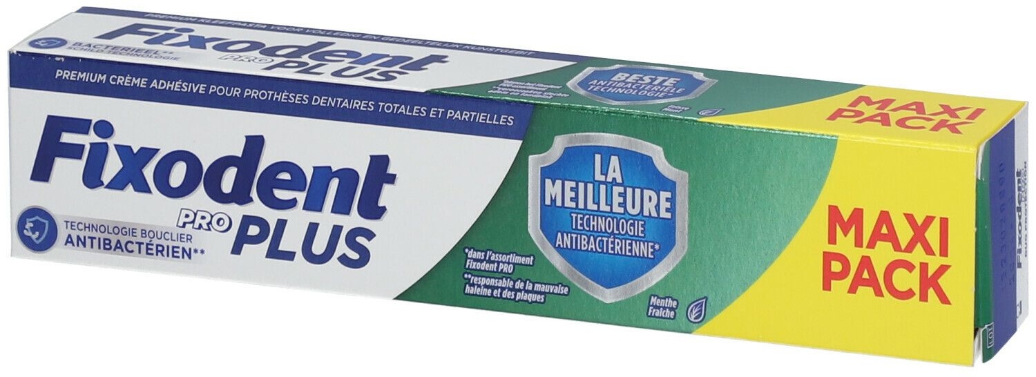 Fixodent Pro Plus La Meilleure Technologie Antibactérienne Crème adhésive Premium pour prothèses dentaires 57 g crème