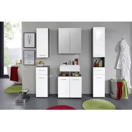 trendteam Waschbeckenunterschrank 2 Türen 60 x 57 x 31 cm Weiß Hochglanz/Grau