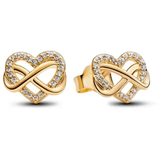 Pandora 262667C01 Damen-Ohrstecker Funkelndes Unendlichkeits-Herz Goldfarben