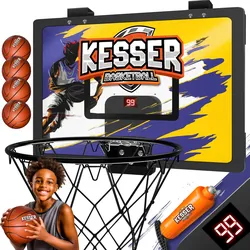 KESSER® Mini-Basketballkorb fürs Zimmer & Büro   Tür-Basketballkorb Indoor & Outdoor   Basketball-Board für Kinder-Zimmer & Wandmontage   Basketballbrett inkl. Ballnetz Pumpe & Ball
