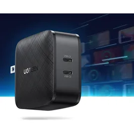 UGREEN 2xUSB-C 66W Power Delivery 3.0 Quick Charge 4.0+ Schwarz