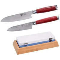 Gräwe Damastmesser Messerset 12 cm-2-tlg. braun/rot/silberfarben