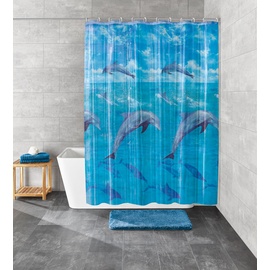 Kleine Wolke Duschvorhang Dolphin, 180x200 cm, Multicolor