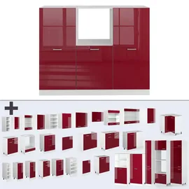 Vicco Küchenblock Bordeaux Hochglanz/Weiß, 180 cm ohne Arbeitsplatte