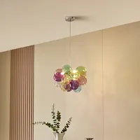 LUCANDE Hängeleuchte Diborah, Ø 40 cm, bunt, Glas, G9